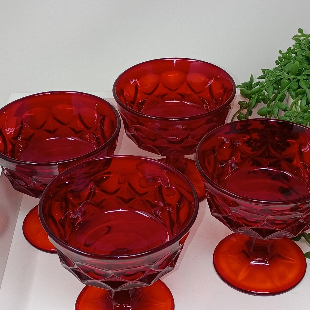 Noritake Perspective Ruby Red Compotes Set Of 4 - Picture 5 of 7